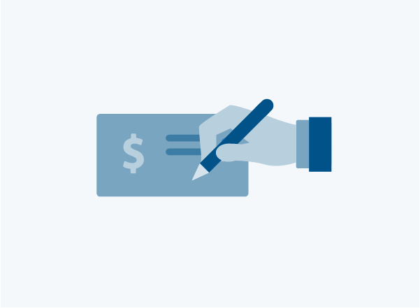 Icon of hand writing a check